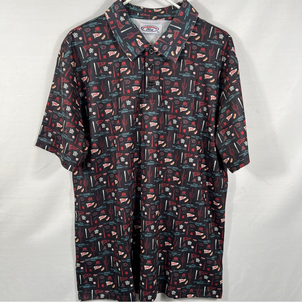 SGA Arizona Diamondbacks Fathers Day Black and Red Team Patterned Polo 0868